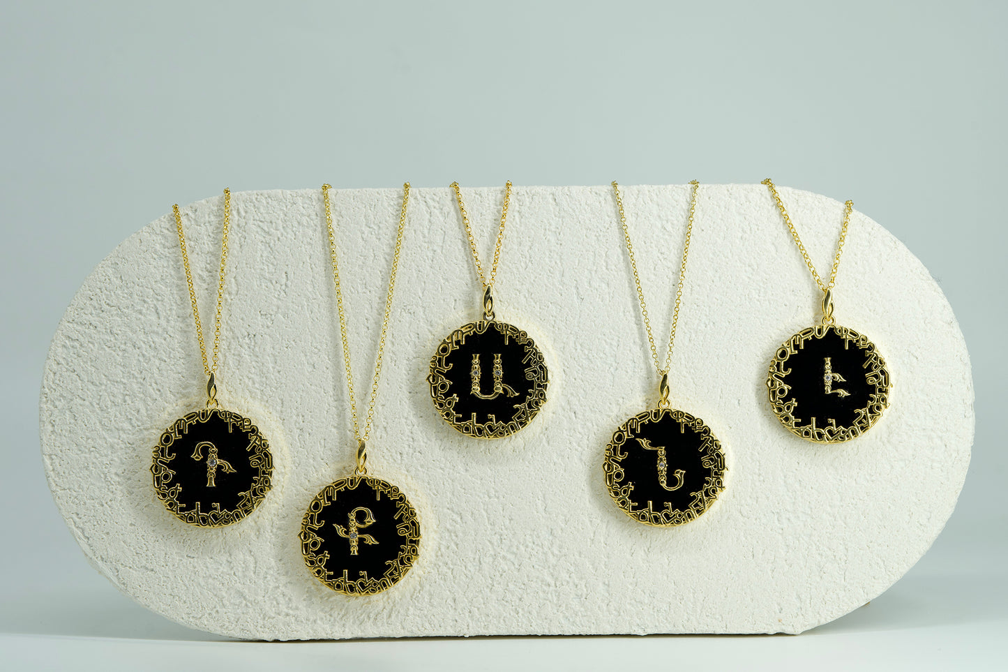 Alphabet Onyx Gold Plated Pendant