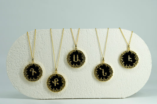 Alphabet Onyx Gold Plated Pendant