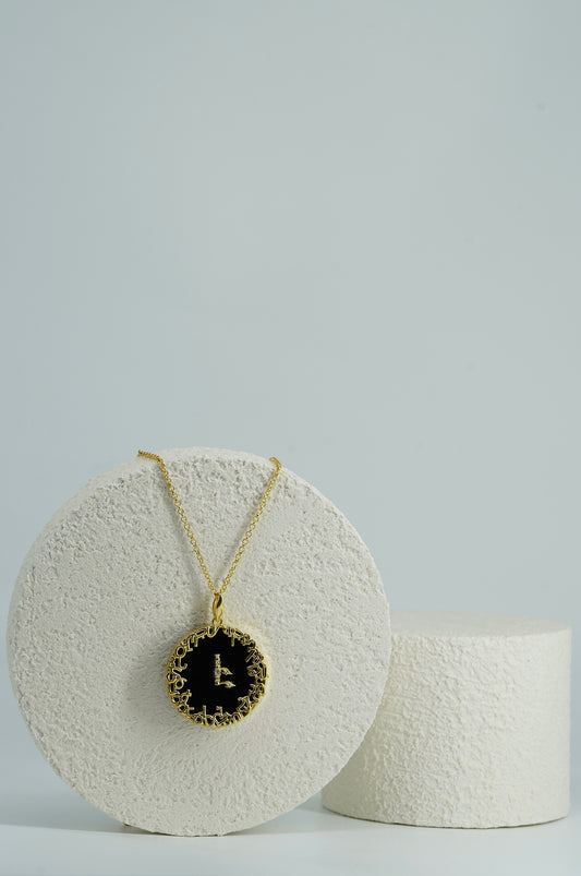 Alphabet Onyx Gold Plated Pendant