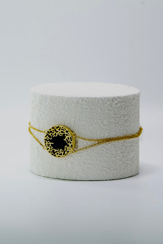 Black Onyx Gold Single Bracelet