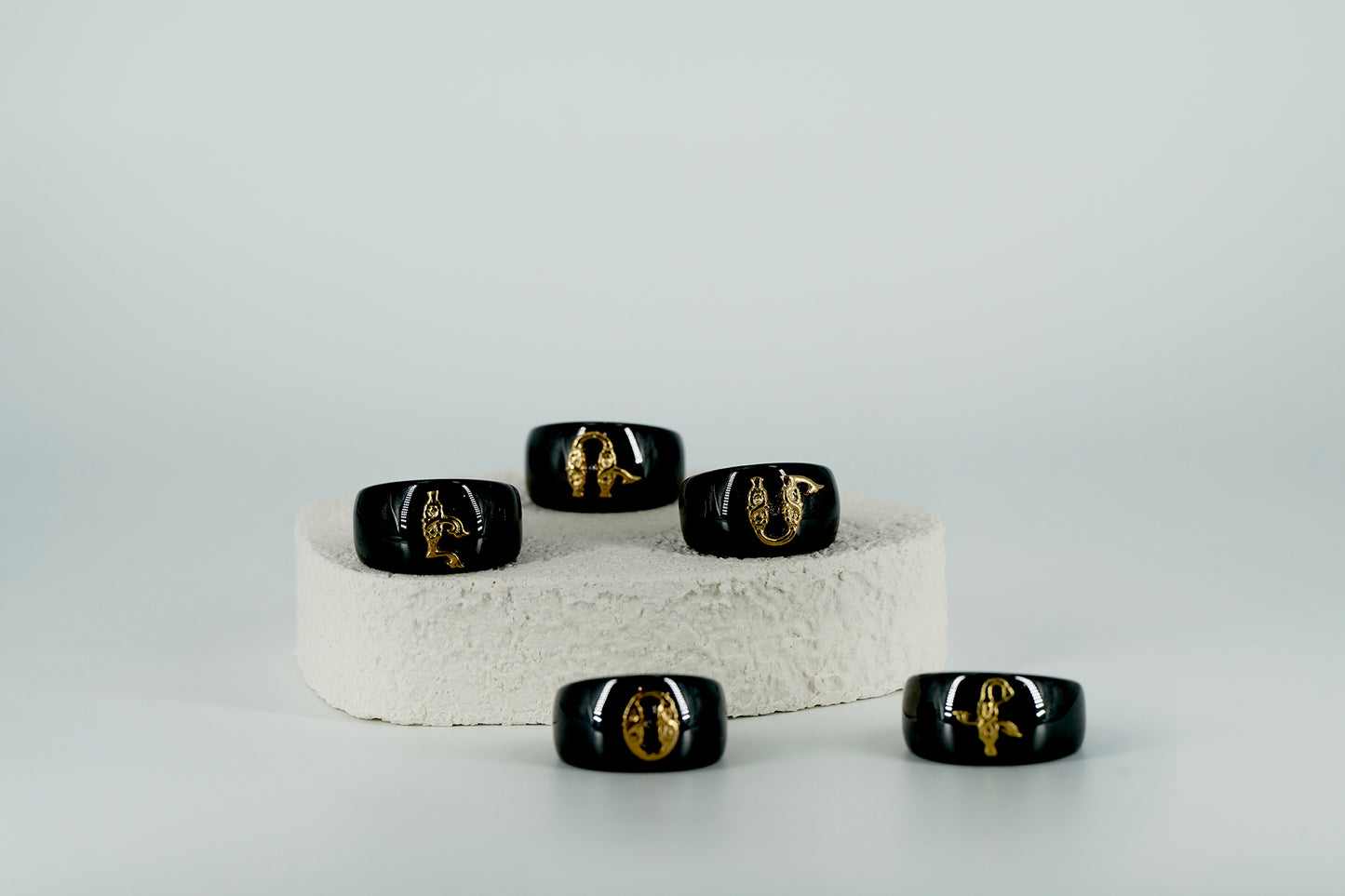 Ceramic Black Gold Plated Ring