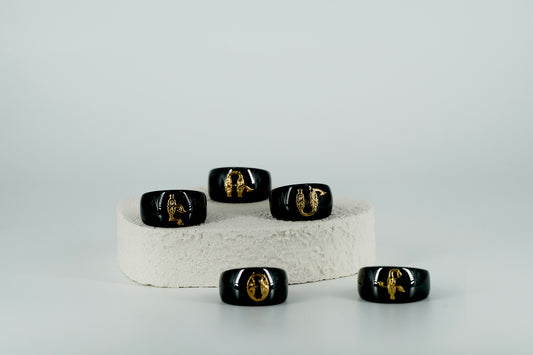 Ceramic Black Gold Plated Ring