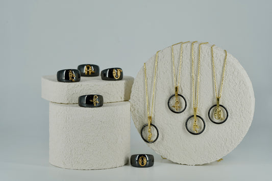 Ceramic Black Gold Plated Set