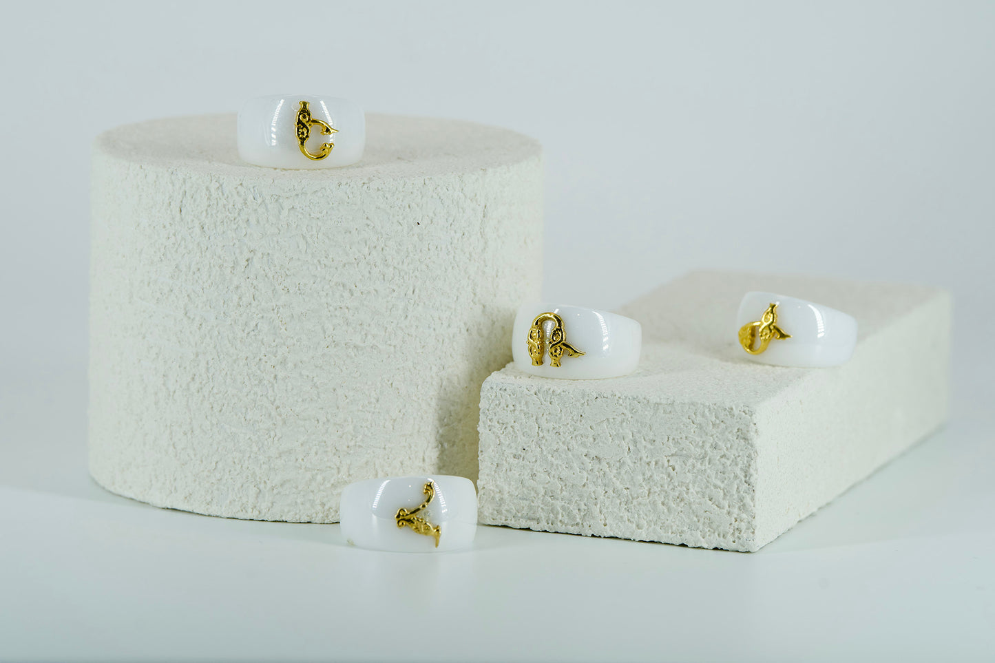 Ceramic Silver Gold Plated Ring