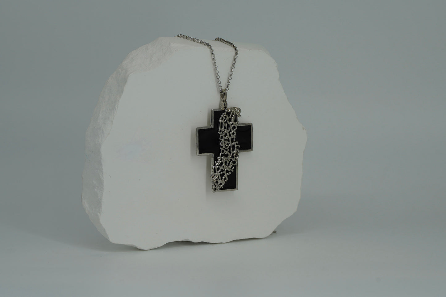 Black Cross Necklace Silver