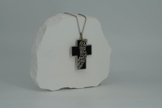 Black Cross Necklace Silver