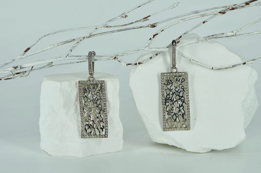 Silver Alphabet Vertical Earrings