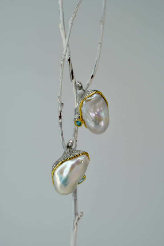 Pearl Vintage Blue Earrings