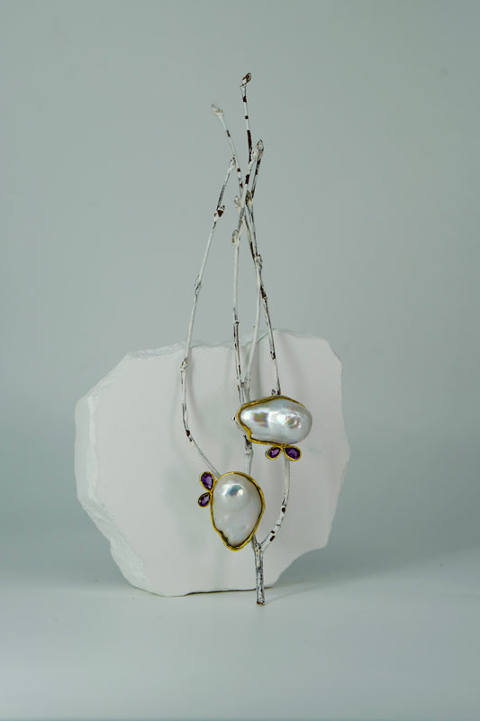 Pearl Vintage Purple Earrings