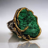 Raw Green Malachite Ring Rounded