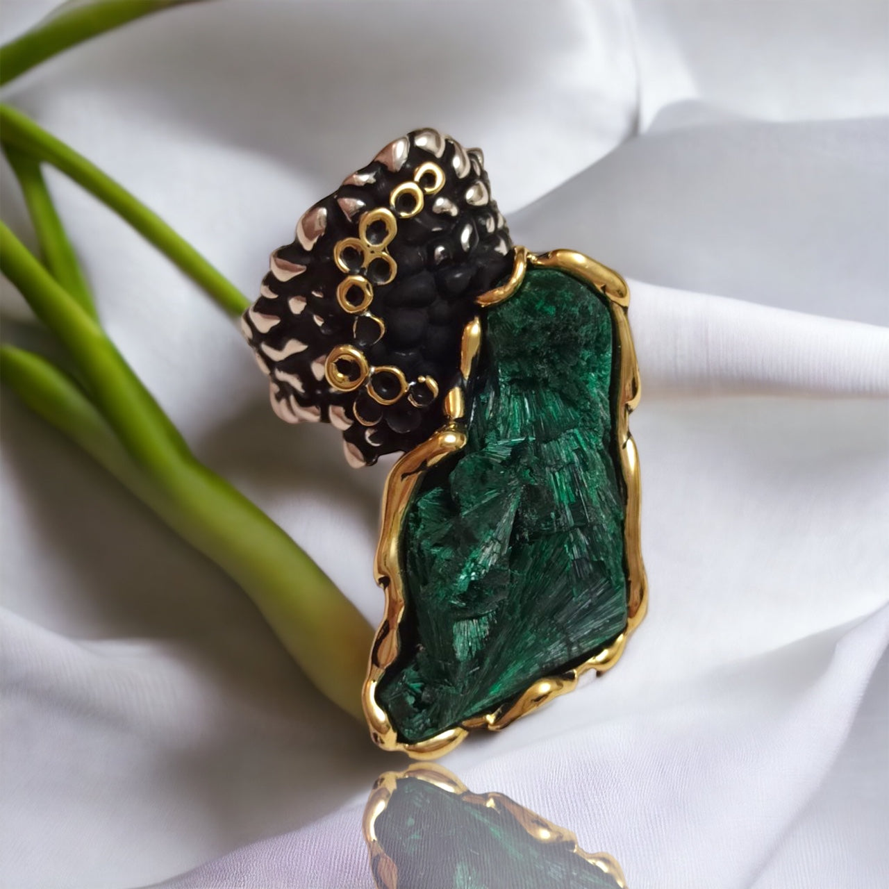 Raw Green Malachite Ring