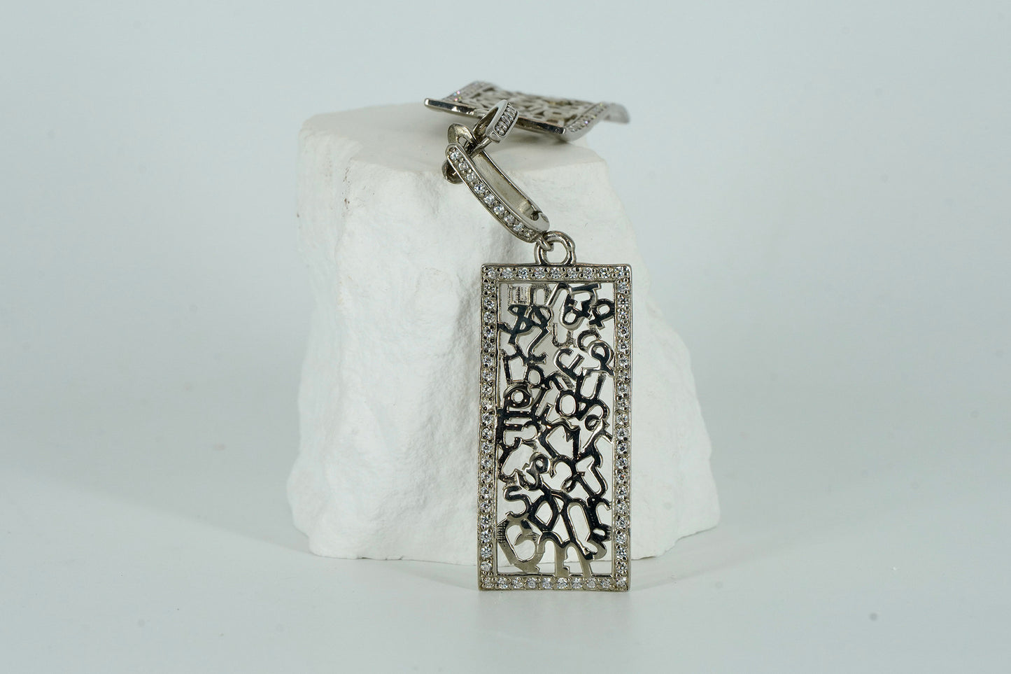 Silver Alphabet Vertical Earrings