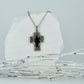 Black Onix Silver Cross Necklace
