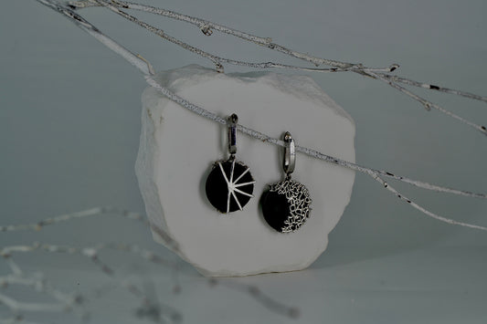 Black Onyx Moon Earrings